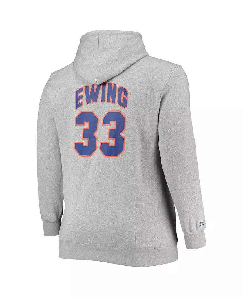 Mitchell & Ness Men's Patrick Ewing Heathered Gray New York Knicks Big and Tall Name and Number Pullover Hoodie 4