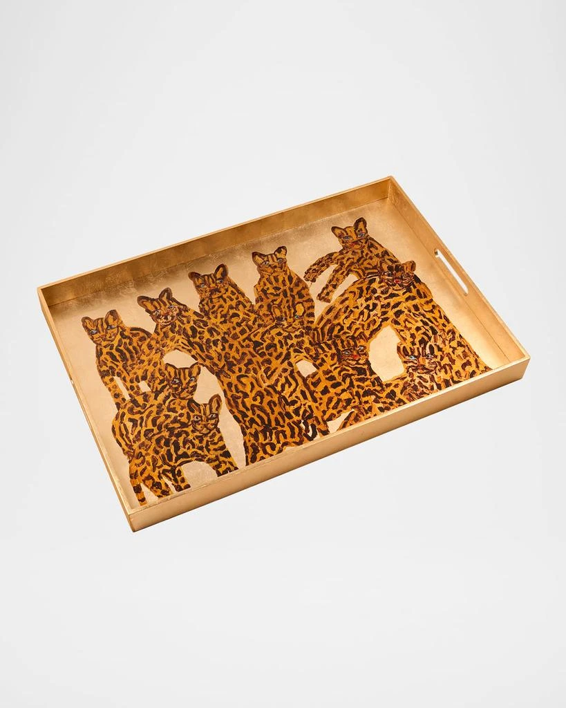 Hunt Slonem Ocelot Queen Gold Leaf Serving Tray