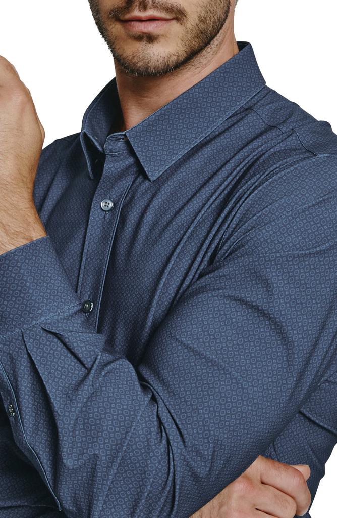 7 Diamonds Dale Medallion Print Performance Button-Up Shirt