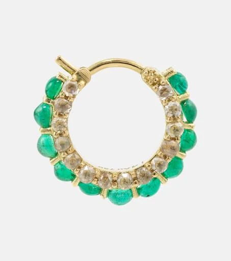 Ileana Makri 18kt gold hoop earrings with emeralds and diamonds 4