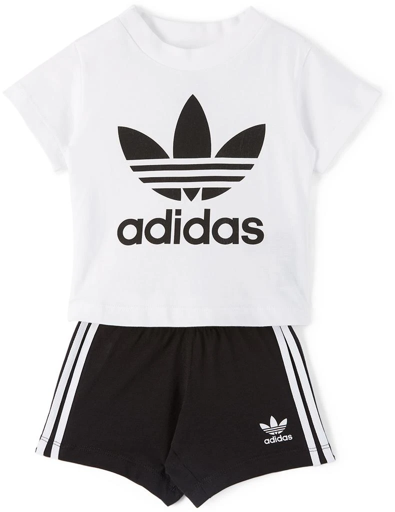 Adidas Baby White & Black Trefoil T-Shirt & Shorts Set 1