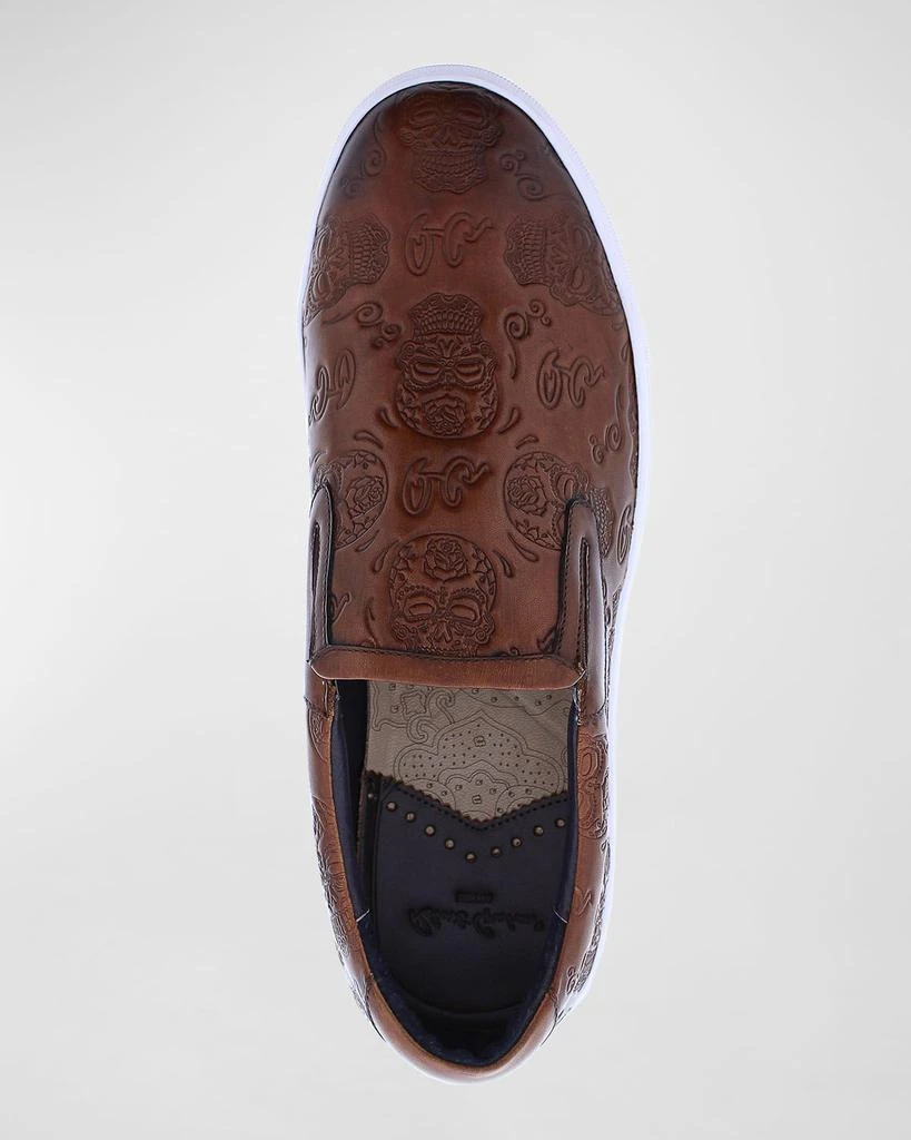 Men\'s ROBERT GRAHAM Jupiter Brown Leather Skull Print Slip-On Dress Shoes, SZ 11 Robert Graham Men main image 2