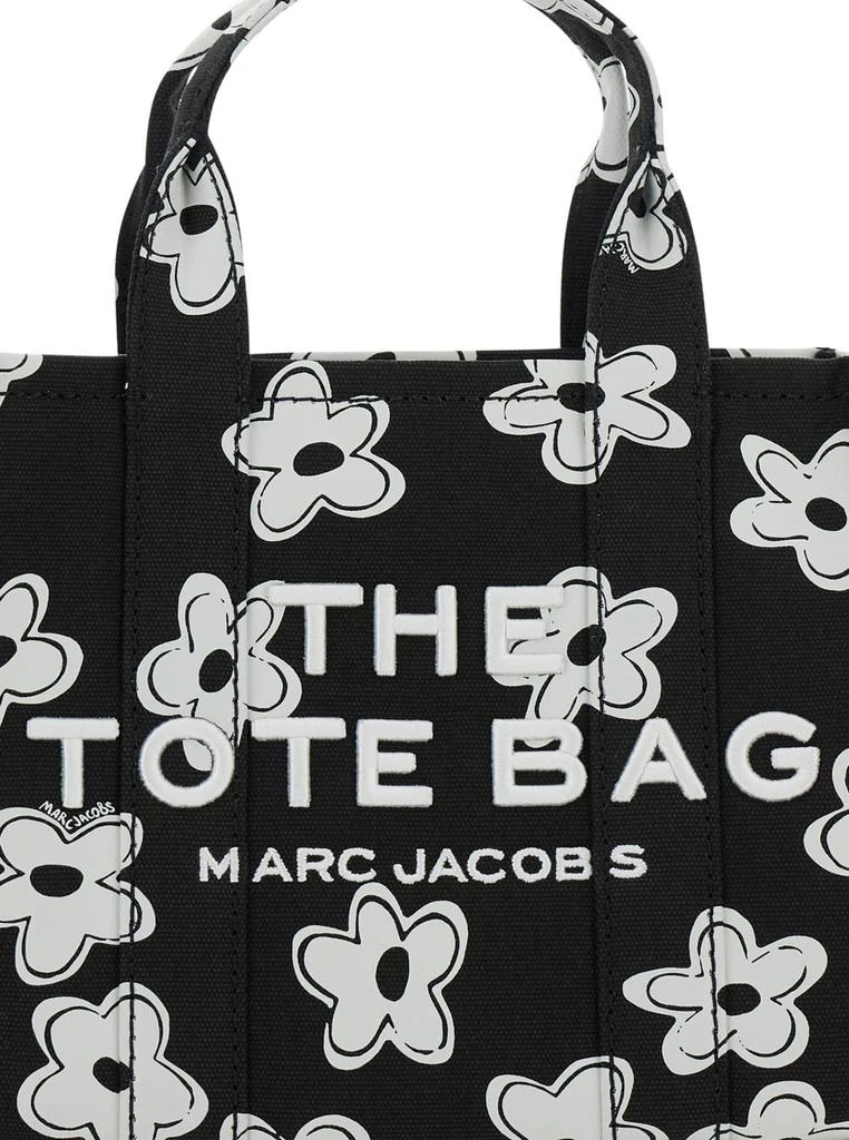 Marc Jacobs the Small Tote Bag Black Handbag With All-over Flower Print And Embroidered Logo In Cotton Woman 3