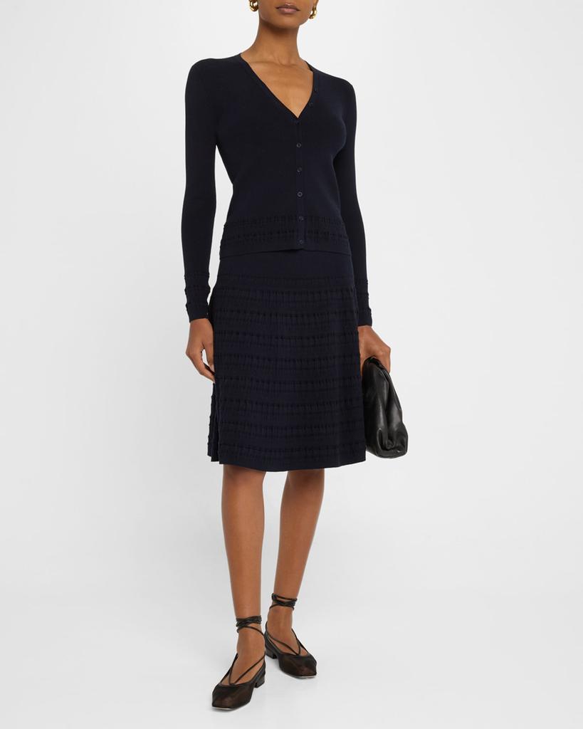 TSE Cashmere A-Line Textured Knit Skirt