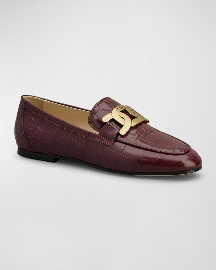 Tod's Croco Chain Slip-On Loafers