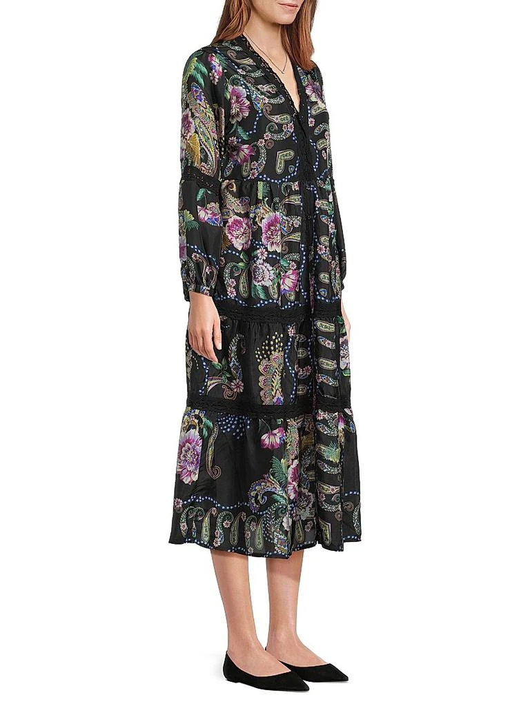 Johnny Was Leda Floral Silk V-Neck Maxi Dress 4