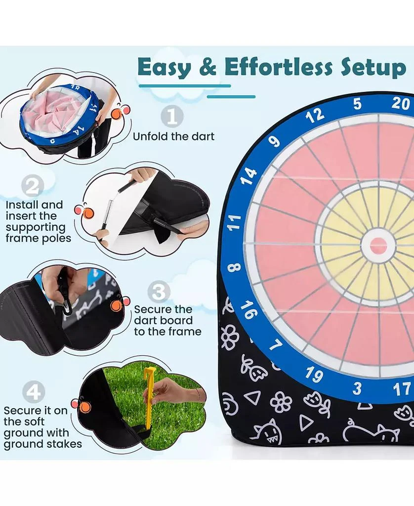 GOUUN Large Dart Board for Kids with 4 Kick Balls 5