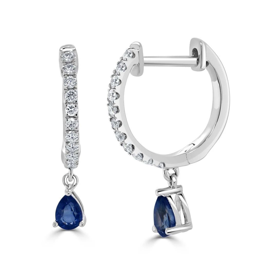 Sabrina Designs 14K Gold Diamond & Sapphire Pear Shape Drop Earring 3