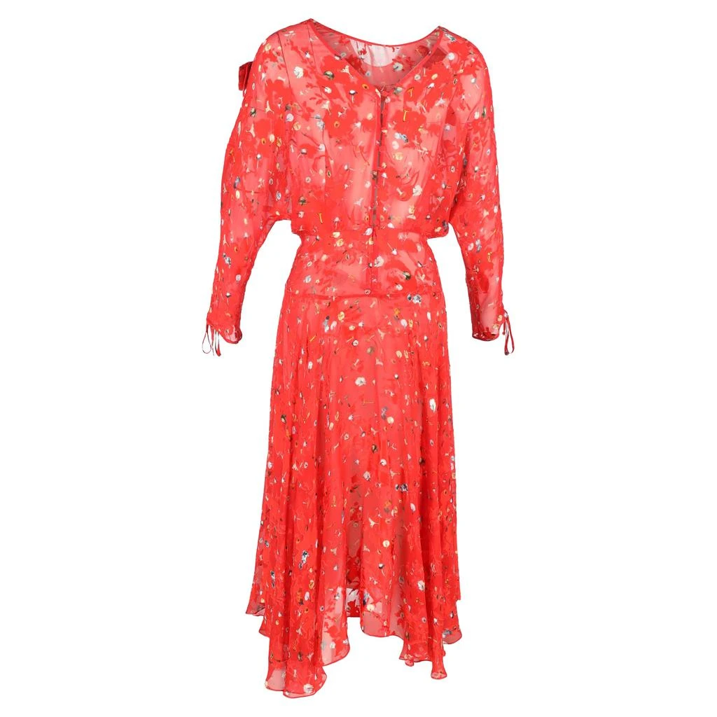 Preen By Thornton Bregazzi Preen by Thornton Bregazzi Floral-Printed Midi Dress in Red Viscose 3