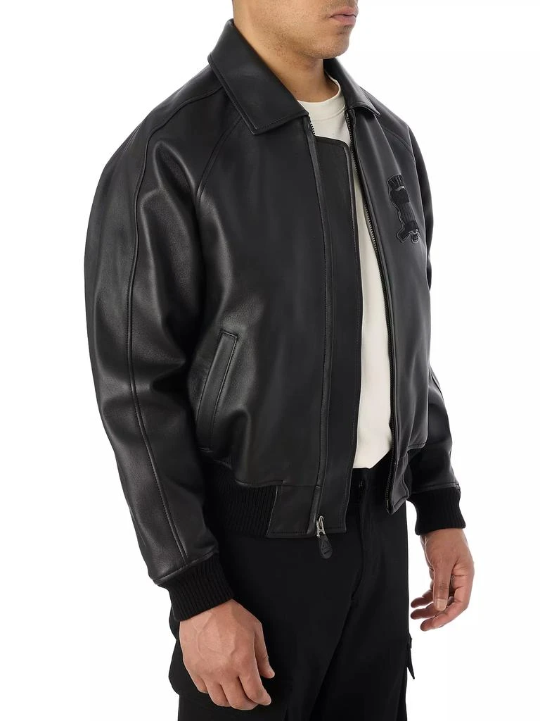 Avirex Black Icon Leather Bomber Jacket 5