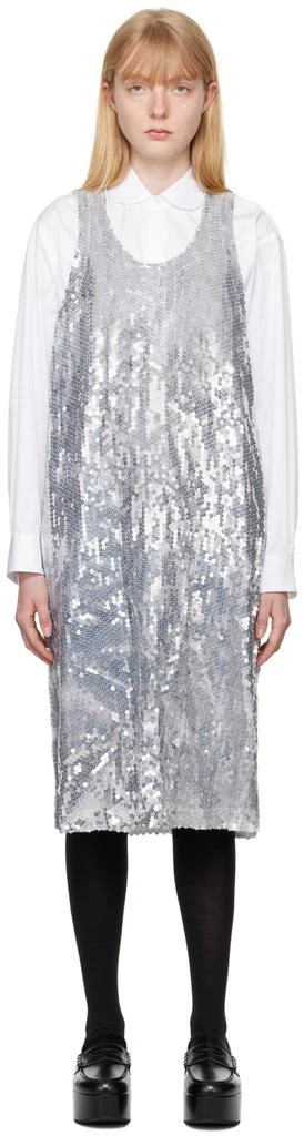Black Comme des Garçons Silver Sequin Midi Dress 1