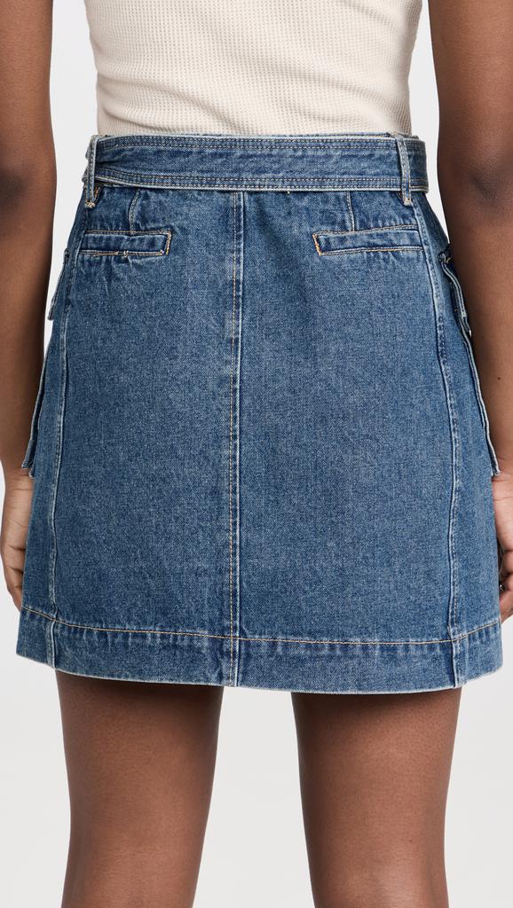 Pixie Market AR Denim Cargo Belted Mini Skirt