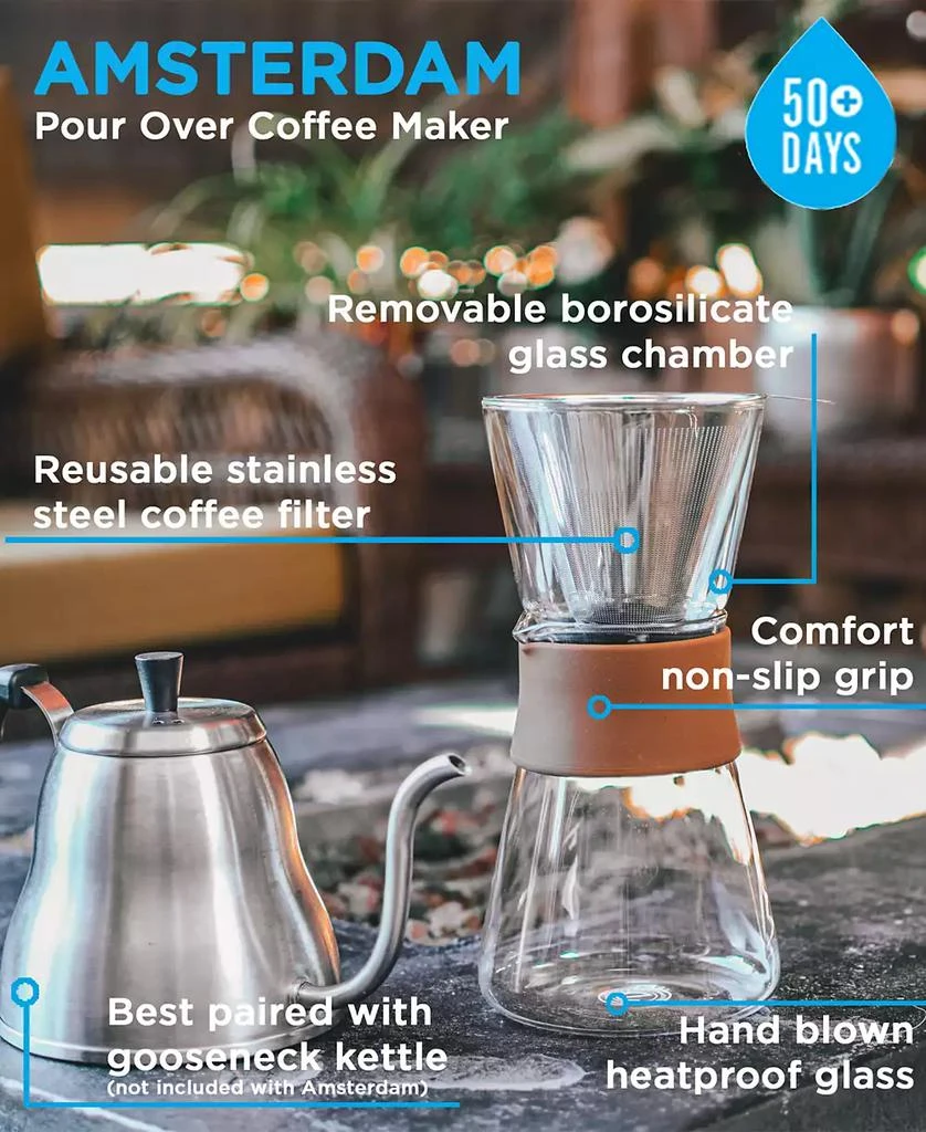 GROSCHE Amsterdam Pour Over Coffee Maker with Double Layer Permanent Stainless Steel Coffee Filter, 28.7 fl oz Capacity 3