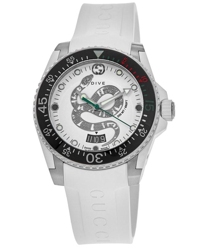 Gucci Gucci Dive White Tiger Dial White Rubber Men's Watch