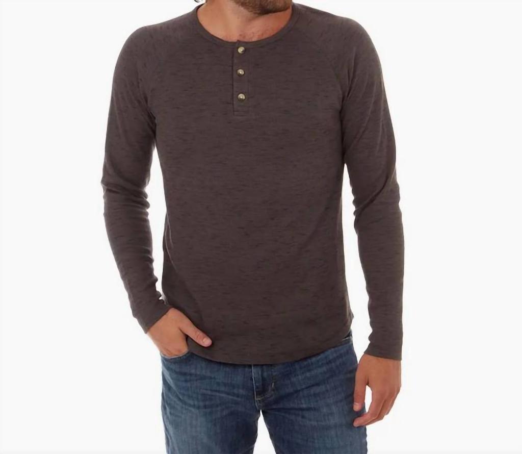 PX Sean Long Sleeve Henley In Charcoal