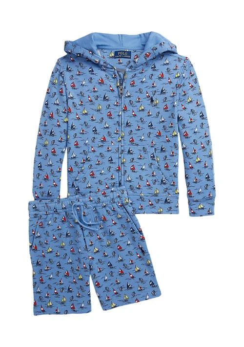 Ralph Lauren Boys 2-7 Sailboat Print Spa Terry Full Zip Hoodie 3