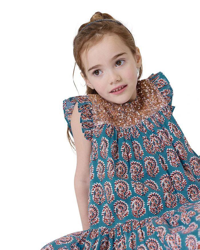 pink chicken fiona dress Pink Chicken Fiona Ruffle Dress in Blue Paisley
