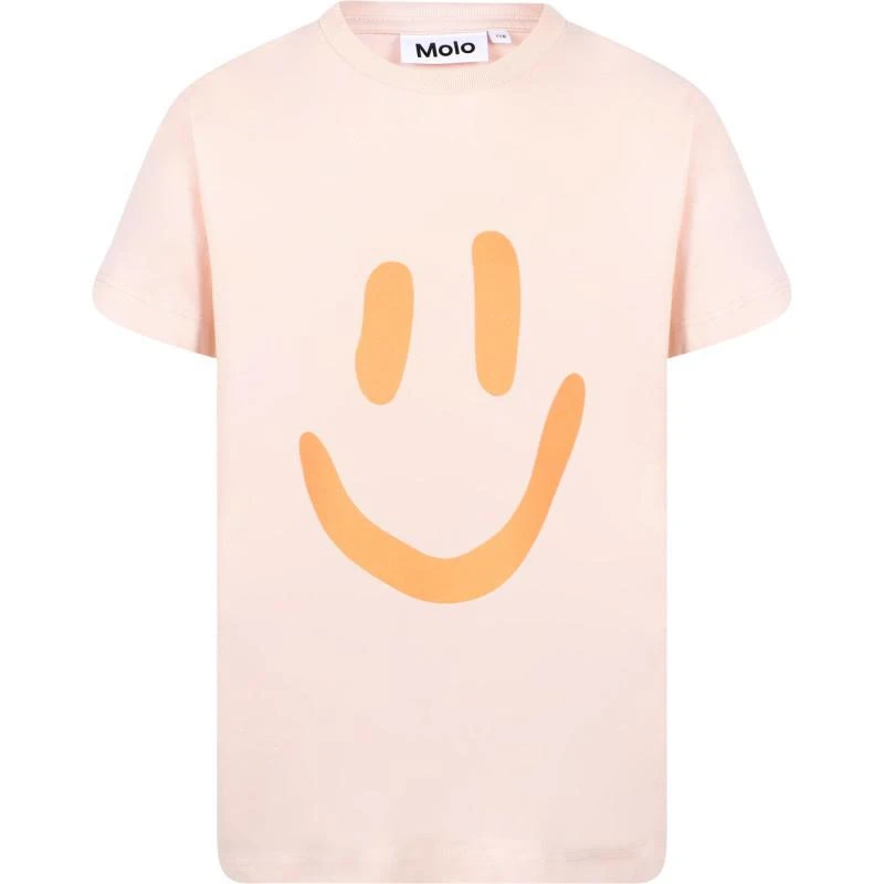 MOLO Smiley face print t shirt in powder pink 1