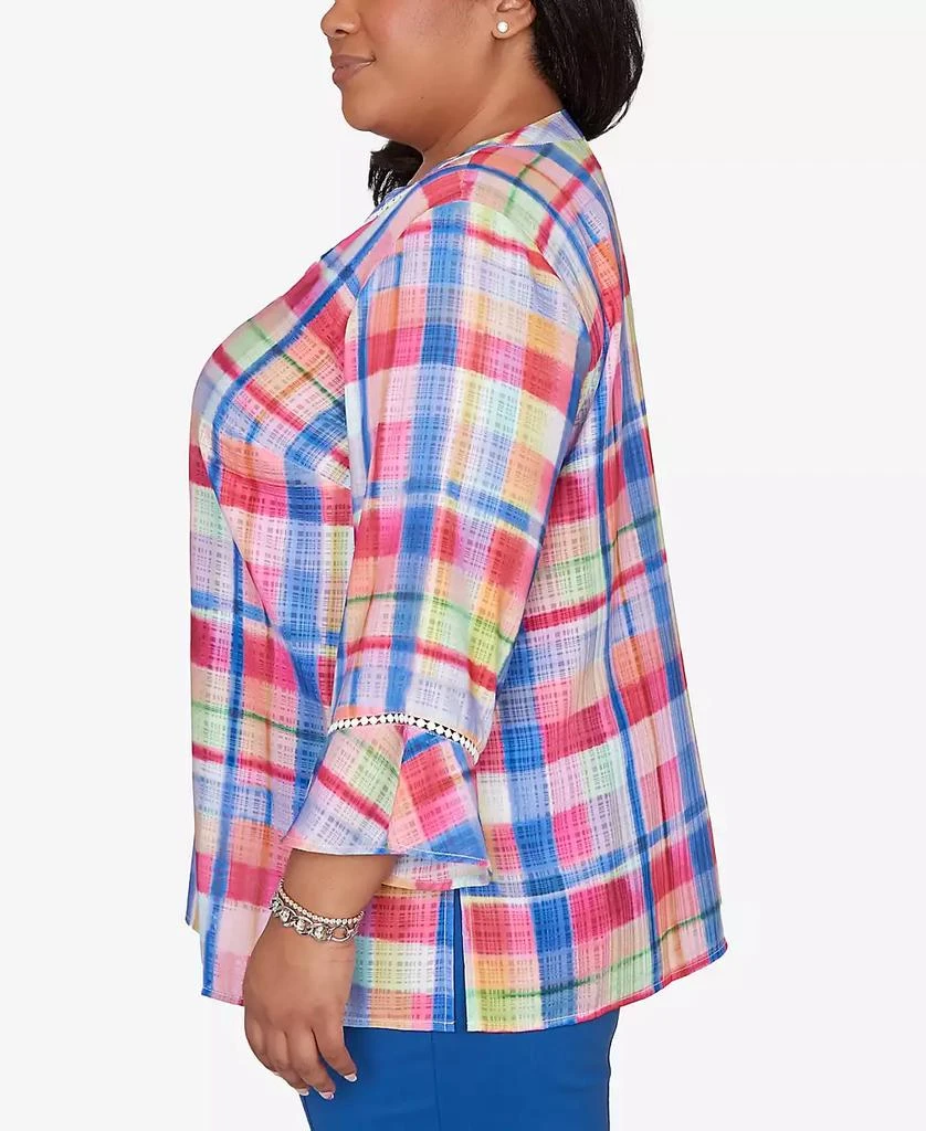 Alfred Dunner Plus Size The Royal Treatment Watercolor Split Neck Bell Sleeve Top 4