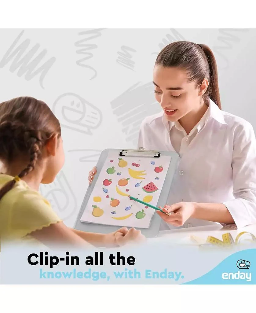 Enday Plastic Clipboard Standard Size Pink, Translucent Low Profile Clip Board, Hangable Clipboard, 12.7” x 9”, Holds 100 Sheets, 1 Pc - by Enday 6