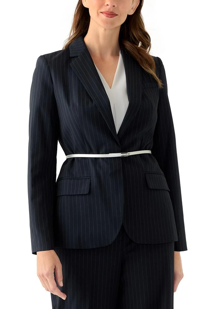 Calvin Klein Women
s Pinstripe Jacket with Belt