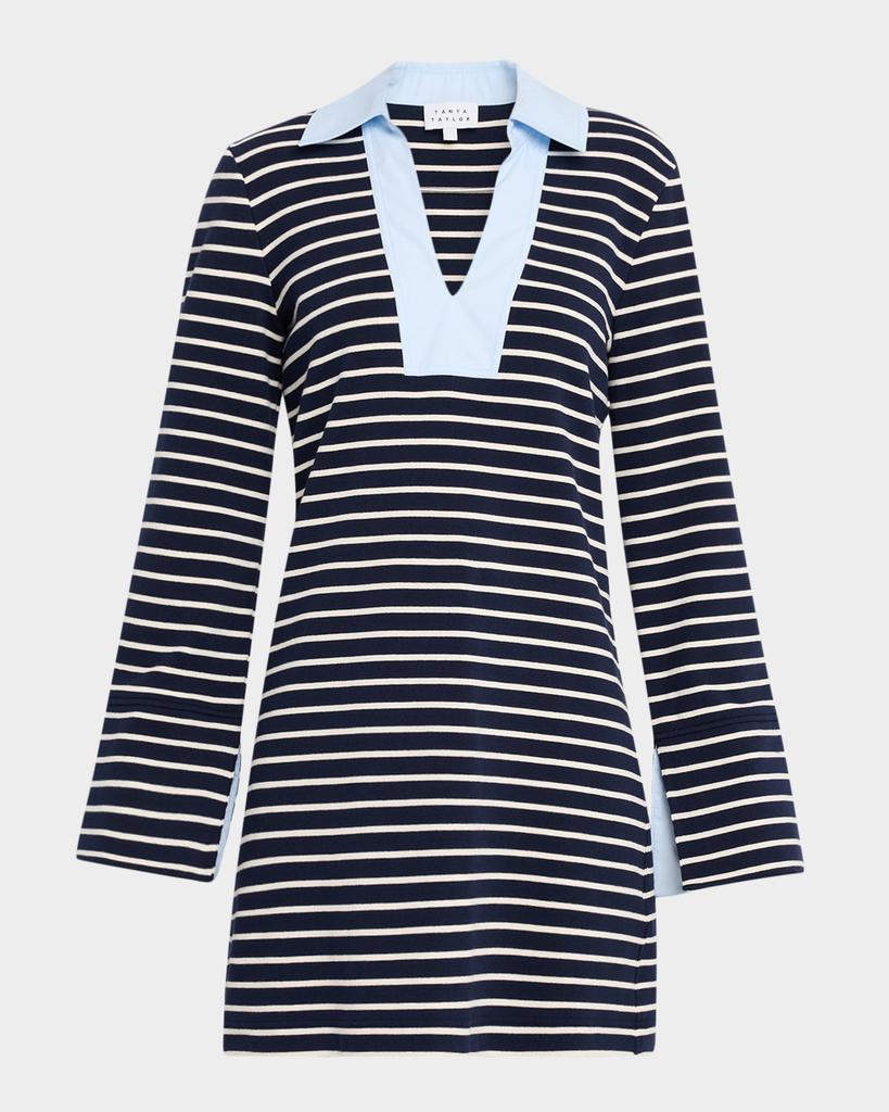 Tanya Taylor Whitney Stripe Long-Sleeve Mini Dress