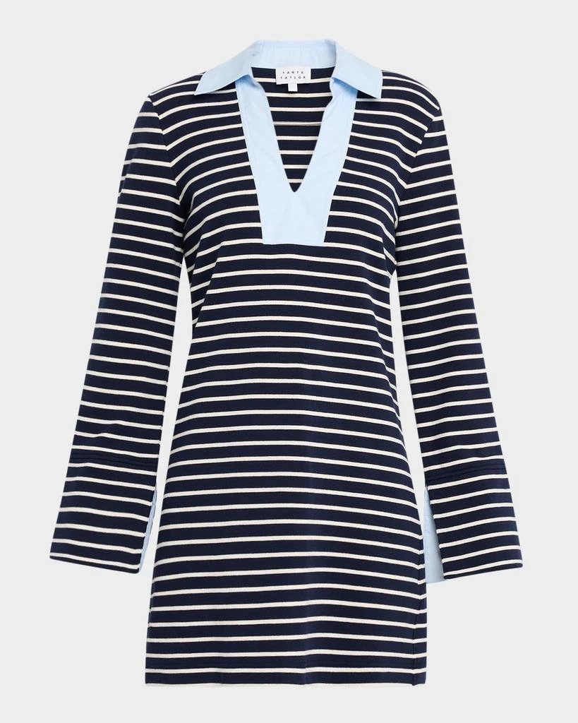 Tanya Taylor Whitney Stripe Long-Sleeve Mini Dress 1