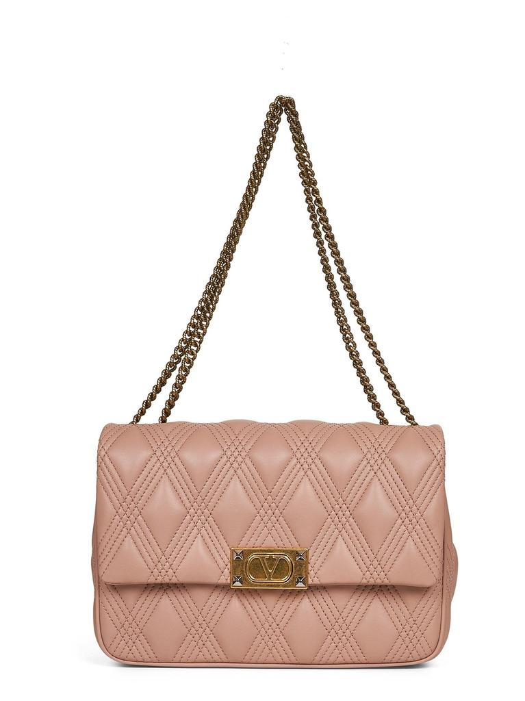 ショルダーバッグ・ポシェット VALENTINO ANTIQUED PINK MEDIUM HOBO VLOGO MOON SHOULDER BAG Valentino Antiqued pink leather medium Hobo VLogo Moon