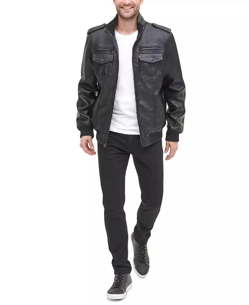 Levi's Men's Sherpa Lined Faux Leather Aviator Bomber 4