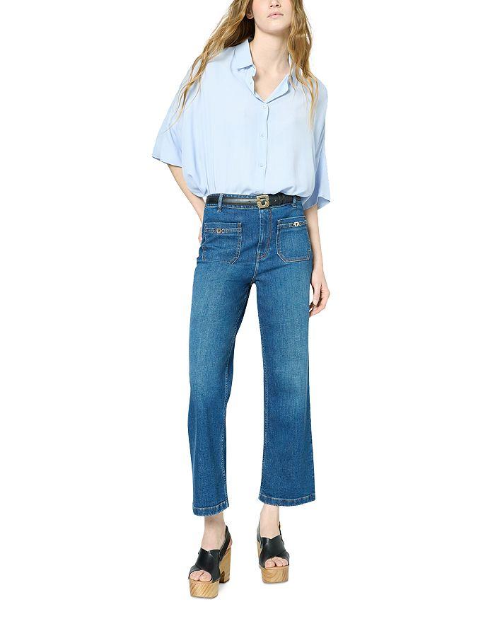 Gerard Darel Lenor Wide Leg Jeans in Blue