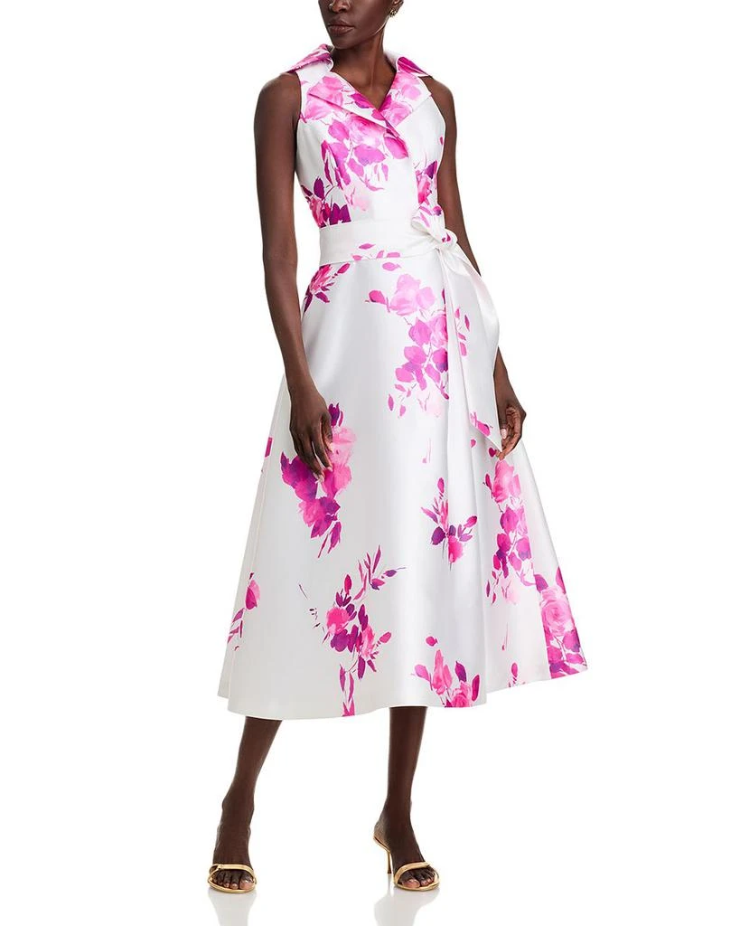 Teri Jon Pique Mikado Floral Dress 1