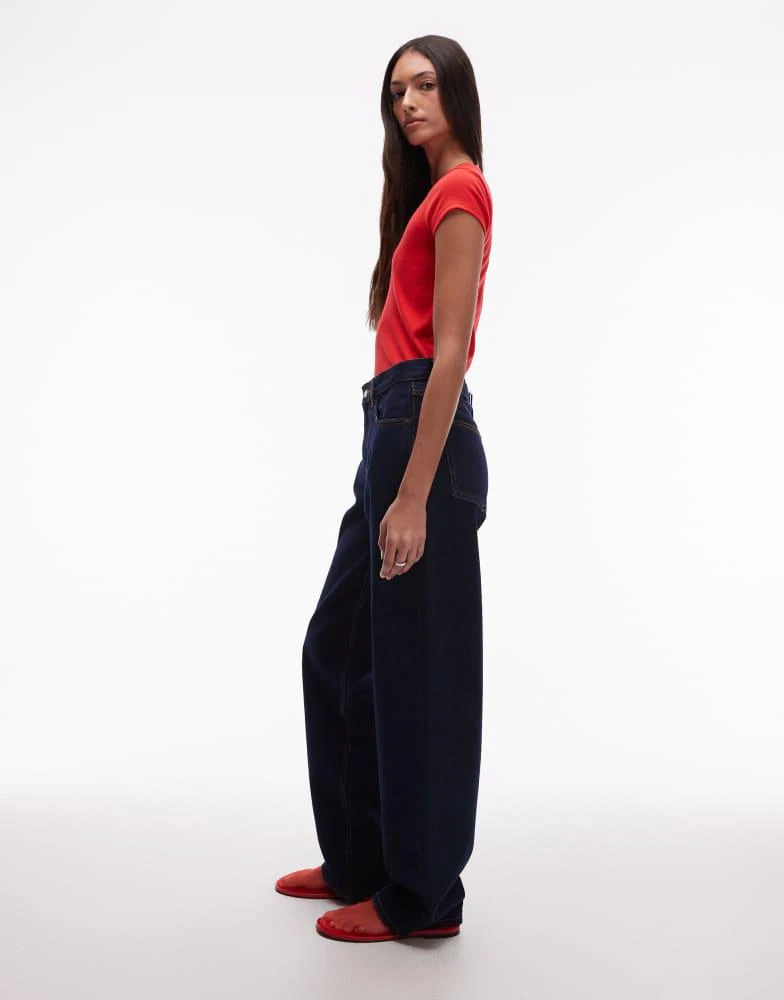 Topshop Topshop Tall Cinch low rise relaxed jean in raw look indigo 3