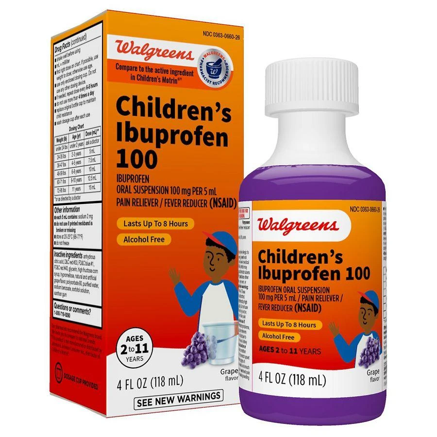 Walgreens Children's Ibuprofen Oral Suspension 100 mg per 5 mL Grape 3