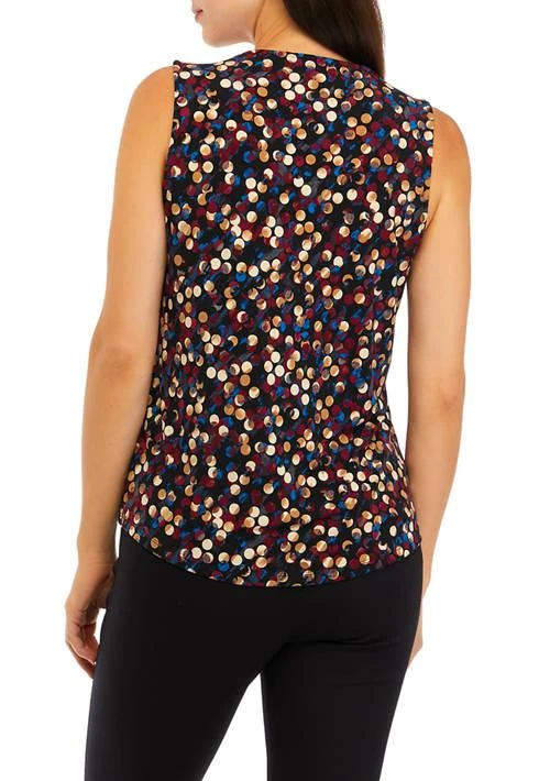 Anne Klein Klein Womens Sleeveless Printed Pleat Front Top 2