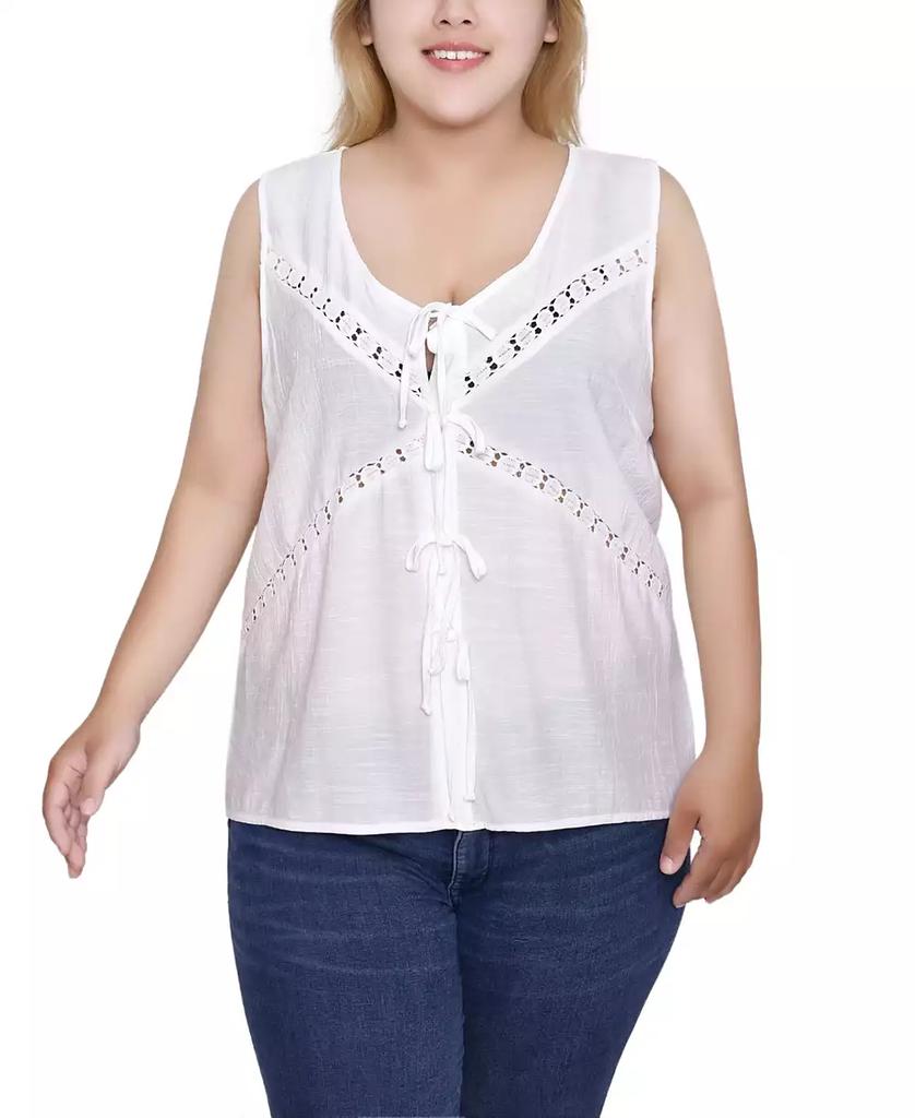 NY Collection Plus Size Sleeveless Tie Detail Top