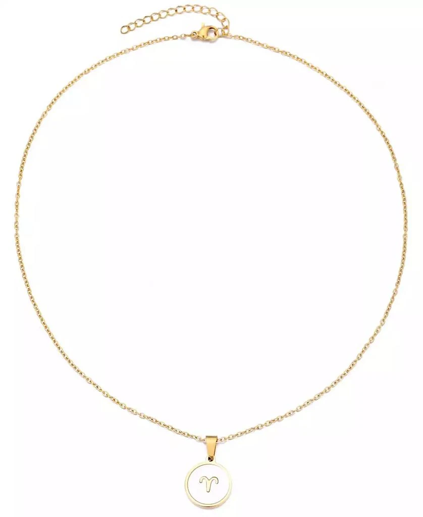 ADORNIA Tarnish Resistant Gold Mother of Pearl Zodiac Necklace 2