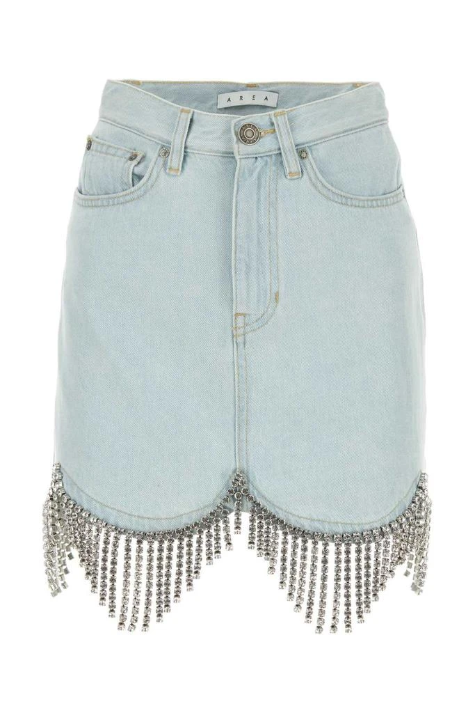 AREA Area Button Detailed Embellished Denim Skirt 1