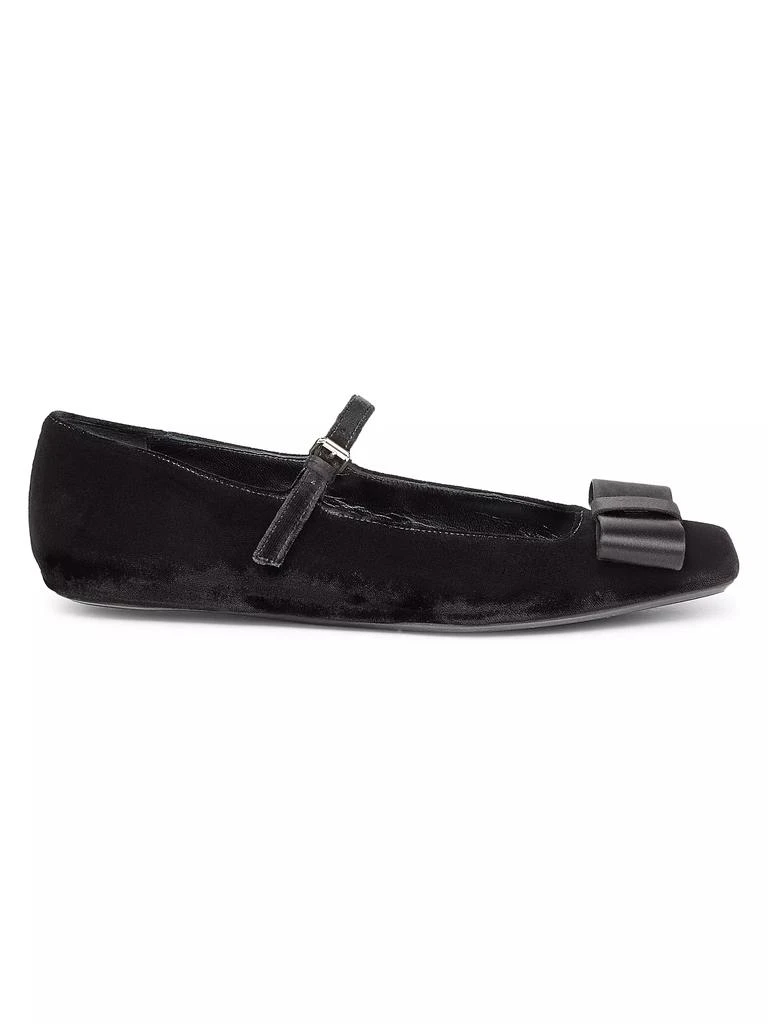 Giambattista Valli Bow-Detailed Velvet Ballerina Flats 1