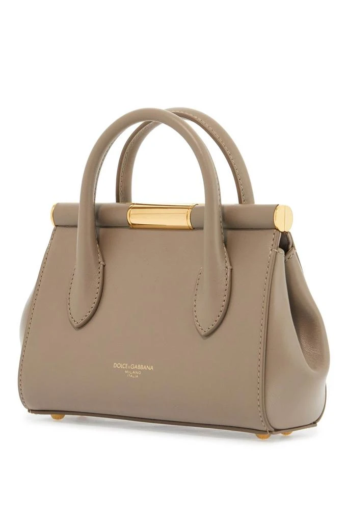 DOLCE & GABBANA taupe leather handbag with lock 2