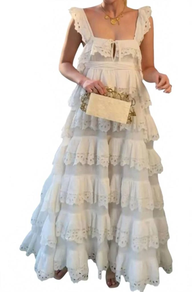 A-Line Tiered Maxi Dress In White  On Sale Now with Up to 27% Off |  Discover Exclusive Deals & Savings at BeyondStyle  Authentic Lace The Label  women|clothing|dresses with Limited-Time Discounts,