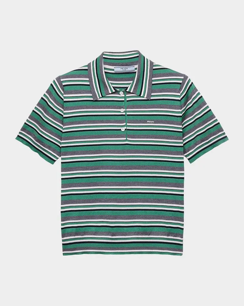 Prada Short-Sleeved Striped Cotton Polo Shirt