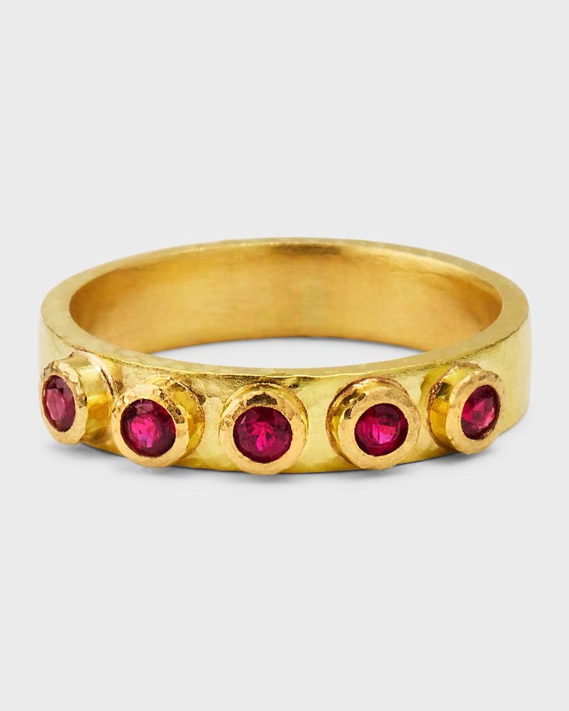 Elizabeth Locke 19K Flat Ribbon Stack Ring with 2.5mm Rubies 1