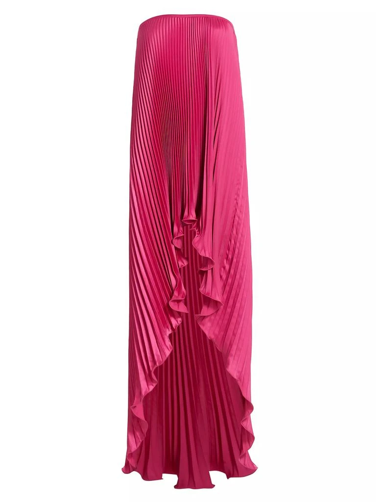 L'Idée Les Éléments Feminite Pleated Satin High-Low Strapless Dress 1
