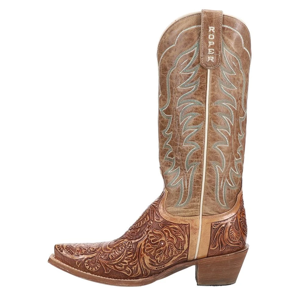 Roper Cattle Cate Handtooled Embroidered Snip Toe Cowboy Boots 3