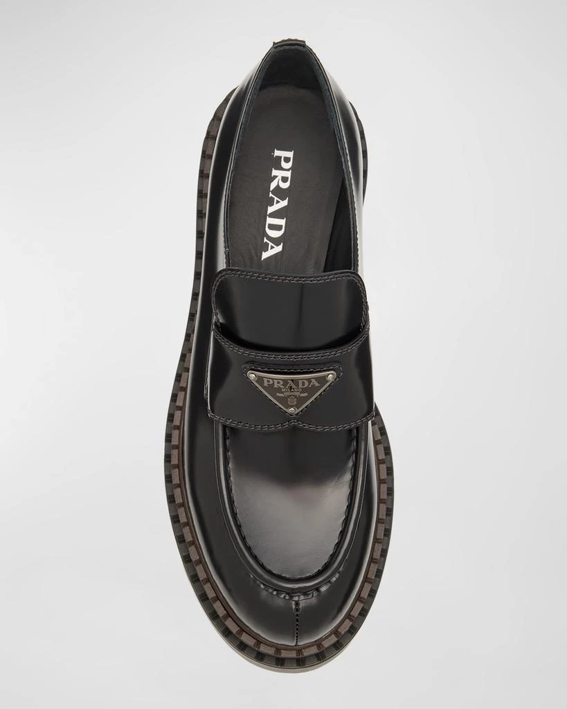 Prada Chocolate Calfskin Platform Loafers 6