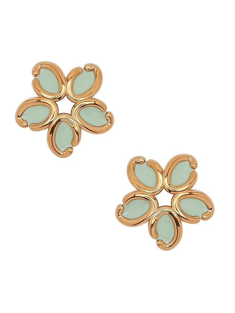 Oscar de la Renta Goldtone & Crystals Flower Earrings 1