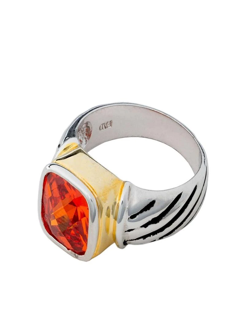 Traditions Jewelry Company Sterling Silver Orange Crystal Multi-Color Dome Ring 2
