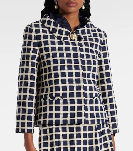 Valentino Checked wool and cotton-blend jacket 5