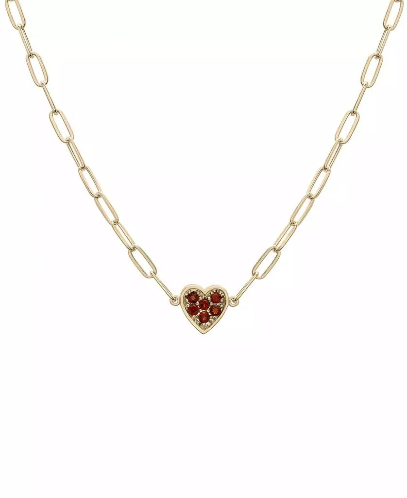 Macy's Garnet Heart Cluster Paperclip Link 18" Pendant Necklace (1/4 ct. t.w.) in 14k Gold-Plated Sterling Silver 1