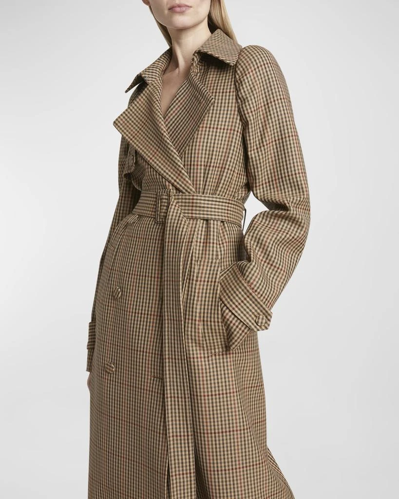 Dries Van Noten Remis Wool Check Belted Trench Coat 7